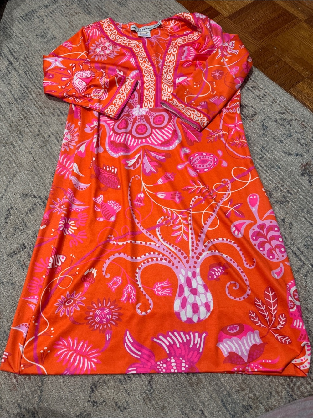 Gretchen Scott Designs Orange & Pink Floral Print Casual Dress